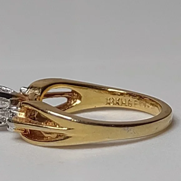 Vintage Gold Tone And Clear Stone Ring Size 5.75 - Picture 6 of 14